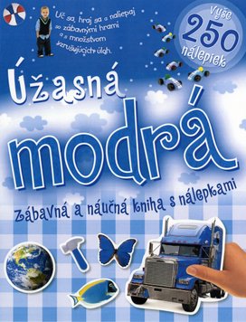 Úžasná modrá zábavná a náučná kniha s nálepkami