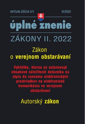 Aktualizácia II/1 2022 Verejné obstarávanie