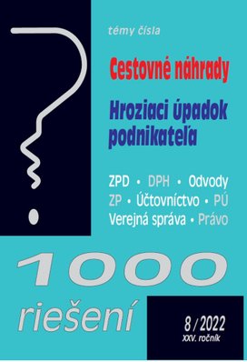 1000 riešení 8/2022 – Zvýšenie cestovných náhrad