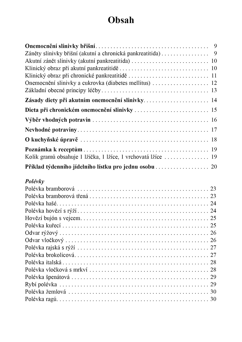 Kuchařka při onemocnění slinivky