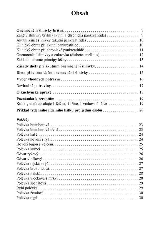 Kuchařka při onemocnění slinivky