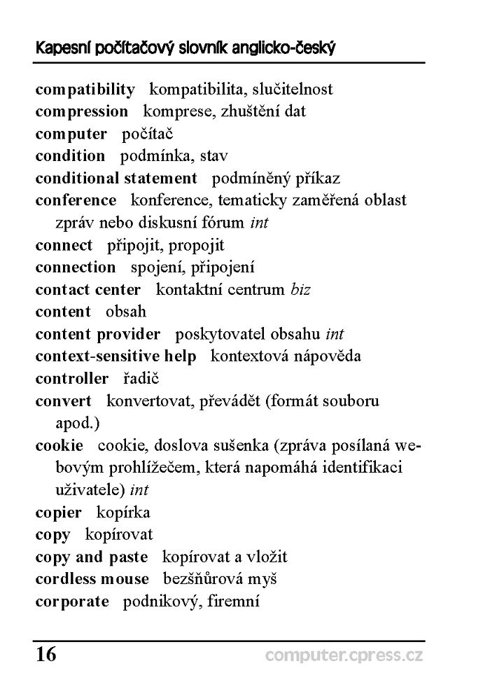 Kapesní počítačový slovník anglicko-český