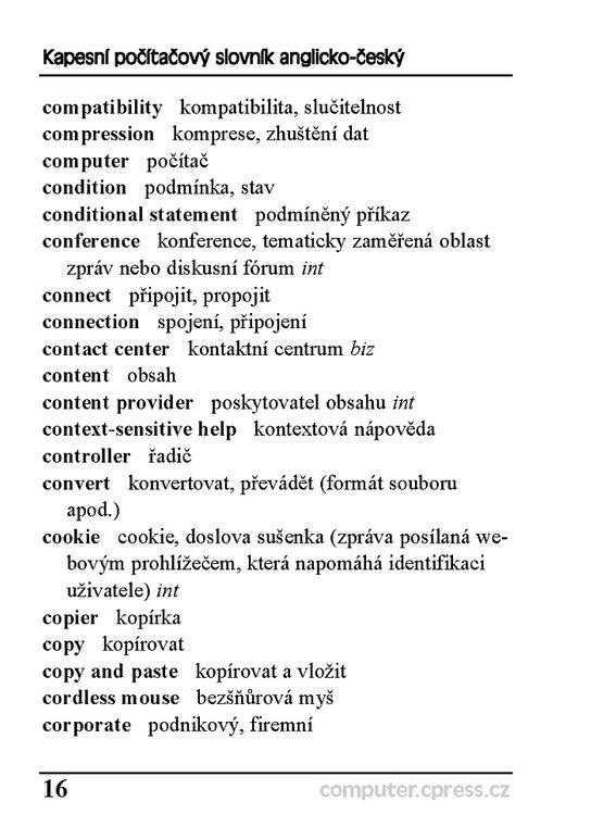 Kapesní počítačový slovník anglicko-český