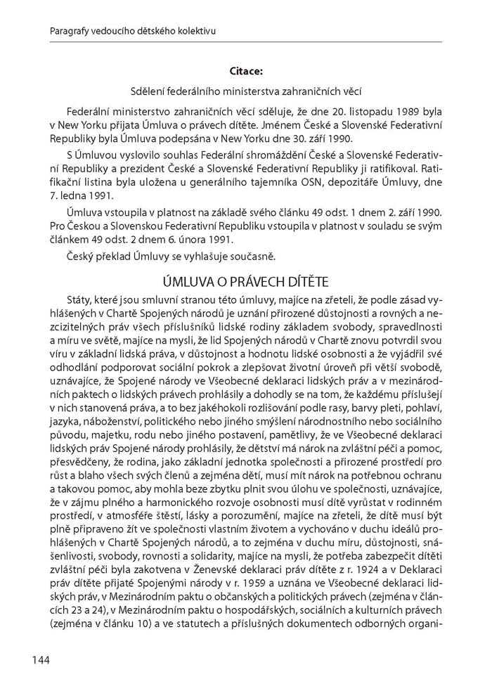 Paragrafy vedoucího dětského kolektivu
