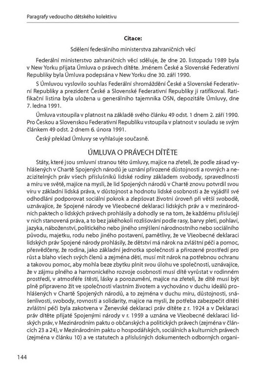Paragrafy vedoucího dětského kolektivu
