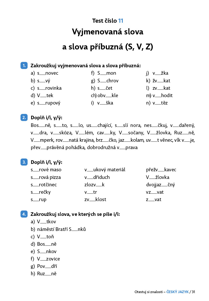 Otestuj si znalosti – Český jazyk pro 4. třídu 