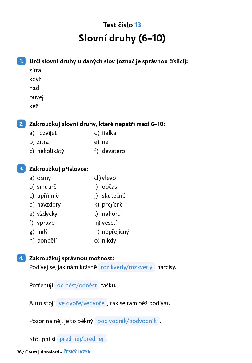 Otestuj si znalosti – Český jazyk pro 4. třídu 