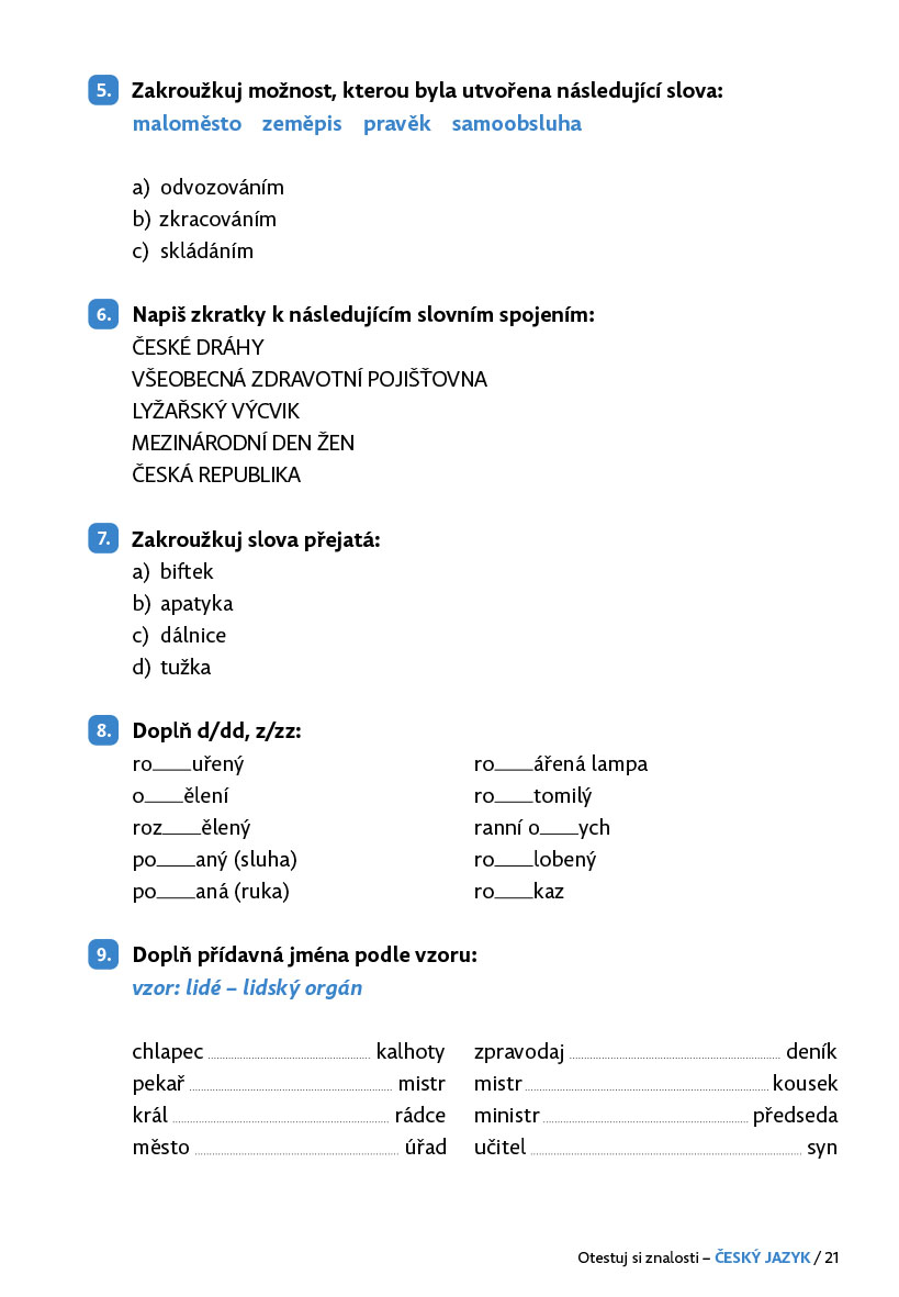 Otestuj si znalosti – Český jazyk pro 5. třídu 