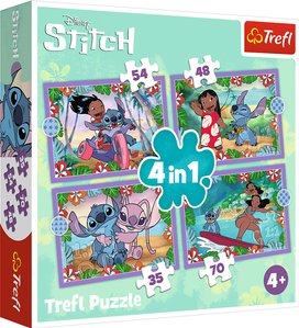 Puzzle Lilo&Stitch Bláznivý den 4v1 (35,48,54,70 dílků)