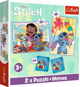 Sada 3v1 Lilo&Stitch Šťastný den (2x puzzle + pexeso)
