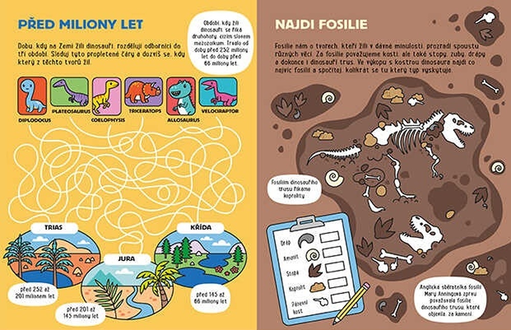 Svítící samolepky s aktivitami Dinosauři