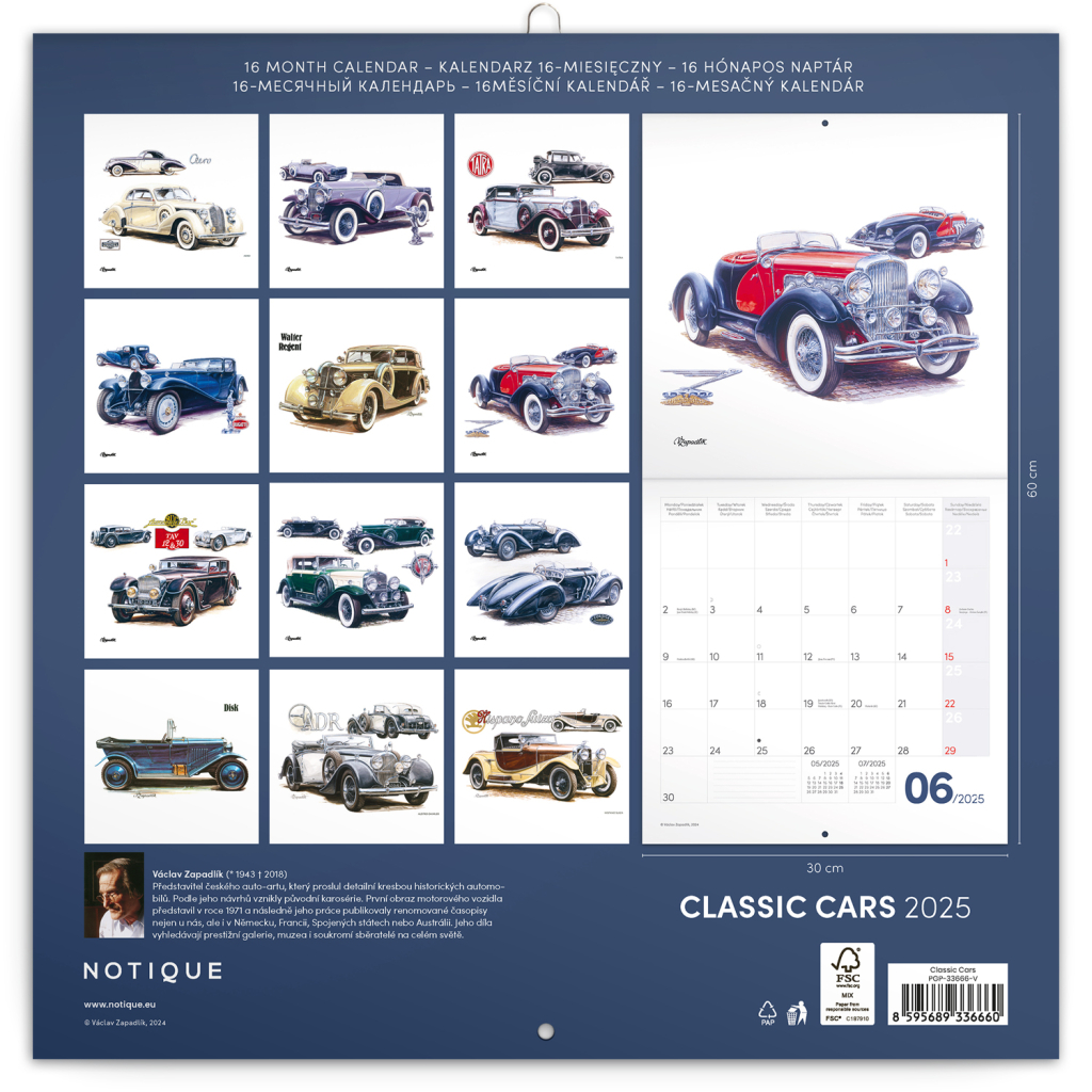 Classic Cars 2025 – nástěnný kalendář