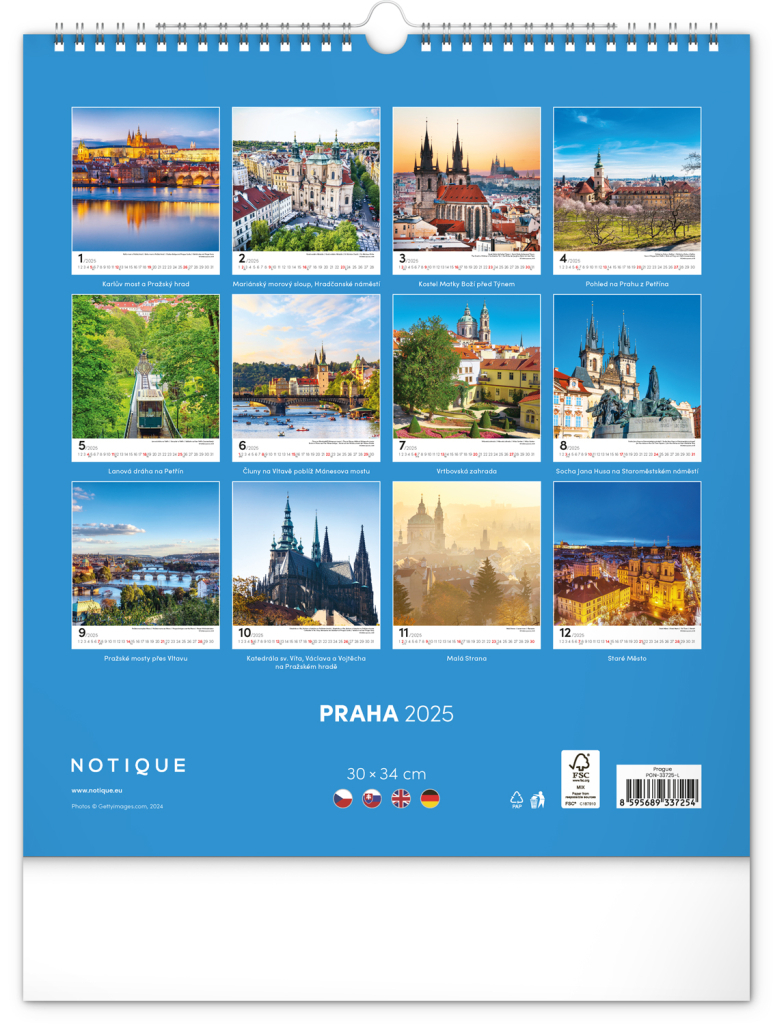 Praha 2025 - nástěnný kalendář