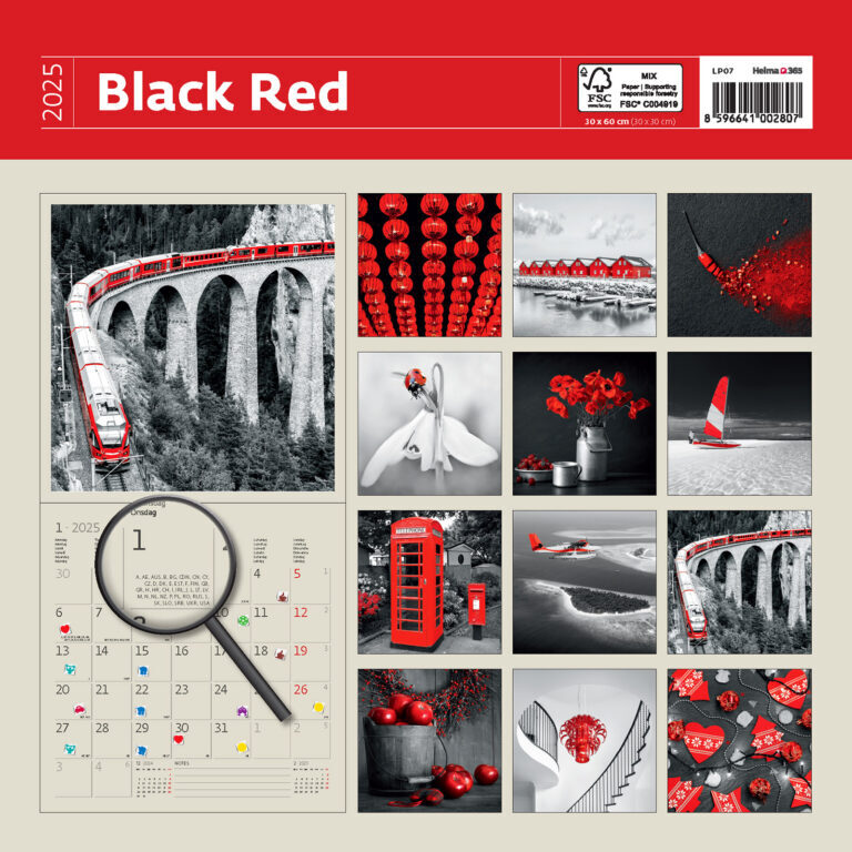 Black Red 2025 - nástěnný kalendář