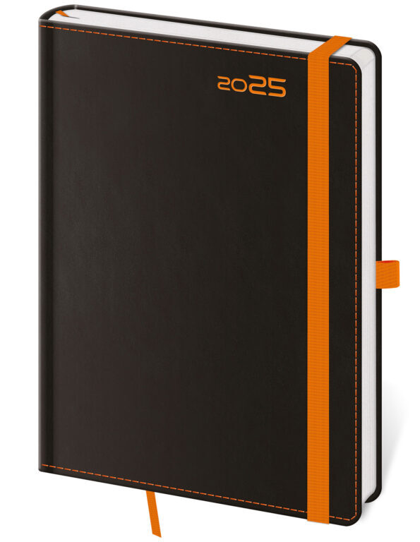 Denní diář 2025 A5 Black Orange s poutkem
