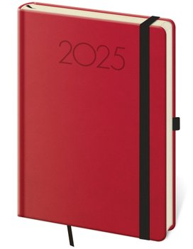 Denní diář 2025 A5 New Praga červený s gumičkou