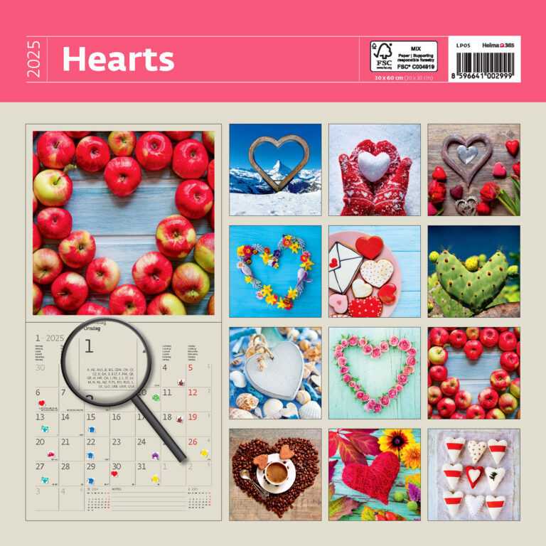 Hearts 2025 - nástěnný kalendář