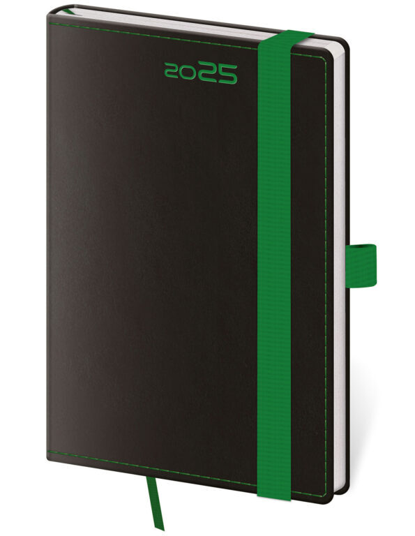 Kapesní diář 2025 Black Green s poutkem