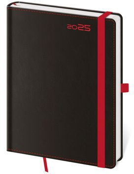 Týdenní diář 2025 B6 Black Red s poutkem