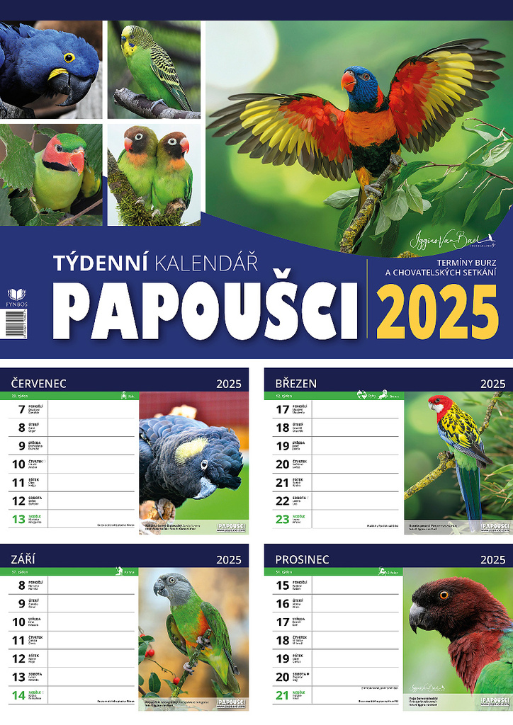 Papoušci týdenní stolní kalendář 2025