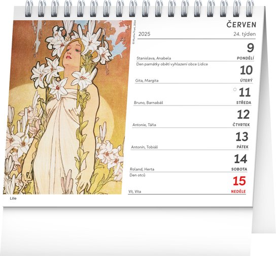 Alfons Mucha 2025 - stolní kalendář