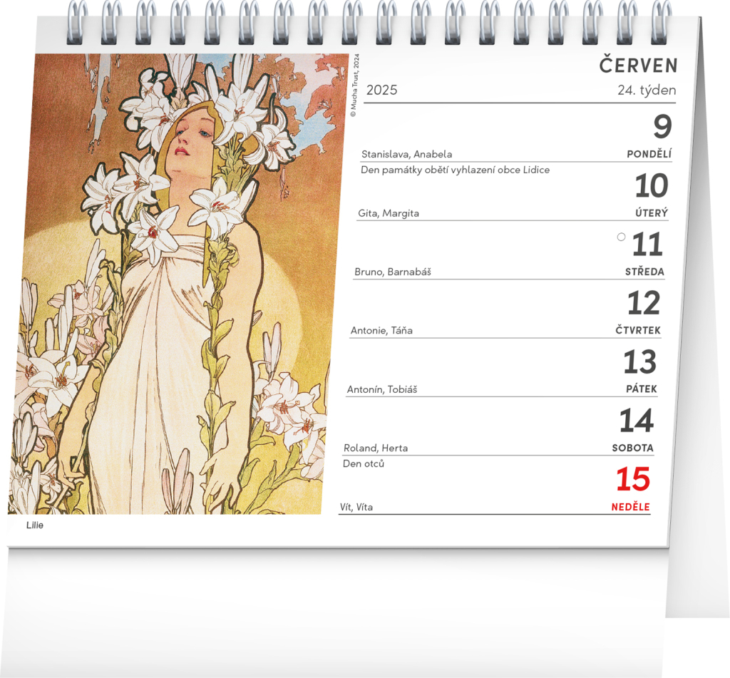 Alfons Mucha 2025 - stolní kalendář