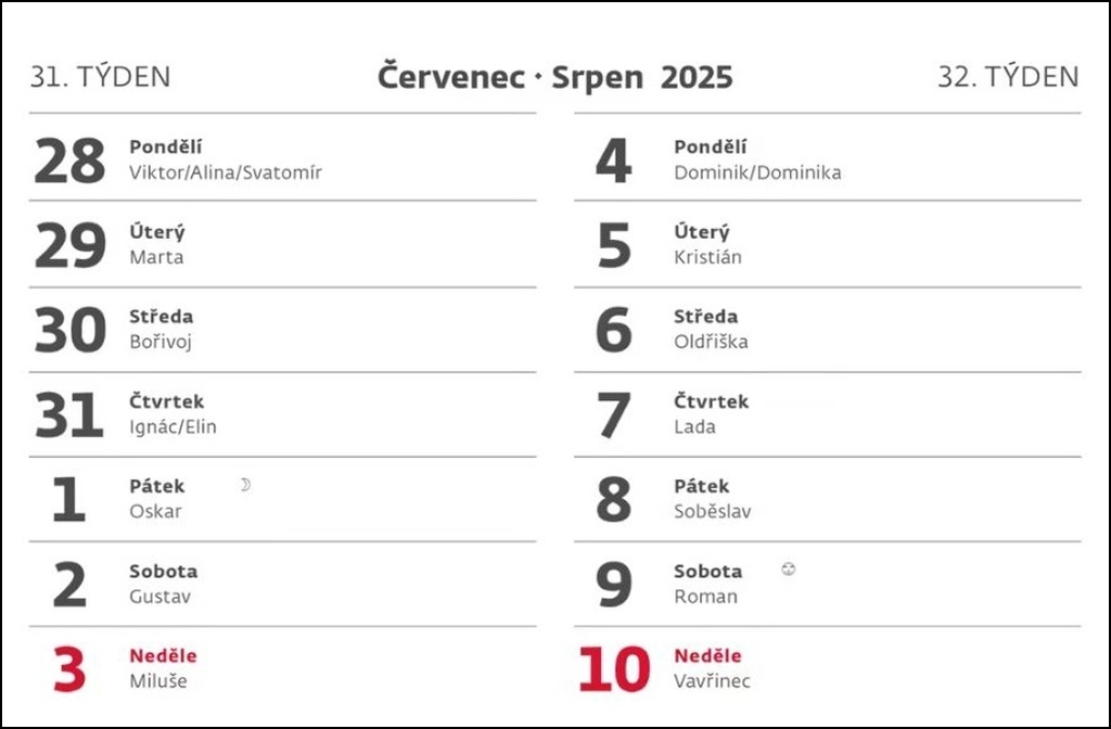 Plánovací mini 14denní kalendář 2025 - stolní kalendář