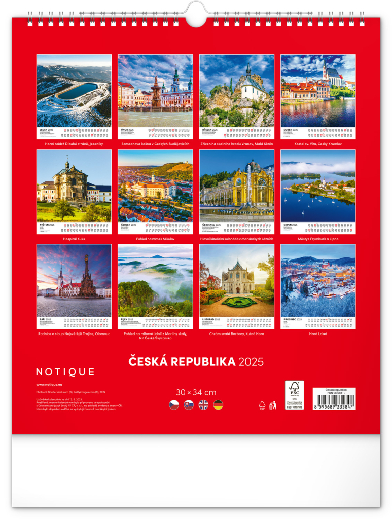 Česká republika 2025 - nástěnný kalendář