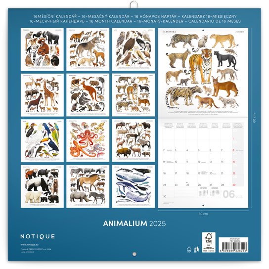 Poznámkový kalendář Animalium 2025 - nástěnný kalendář
