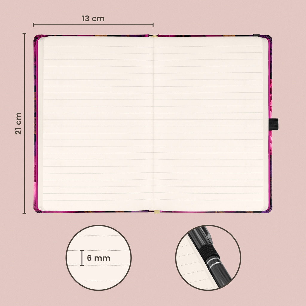 Notes Fialové květy linkovaný