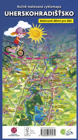 Ručně malovaná cyklomapa Uherskohradišťsko