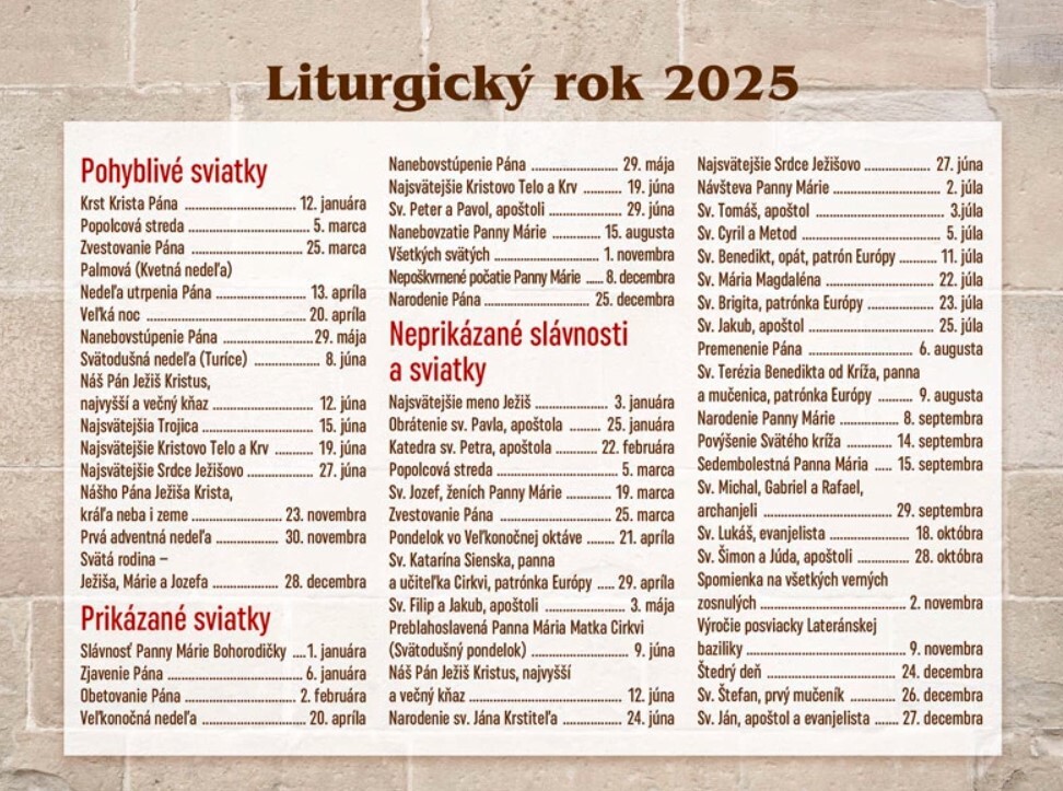 Katolícky kalendár 2025