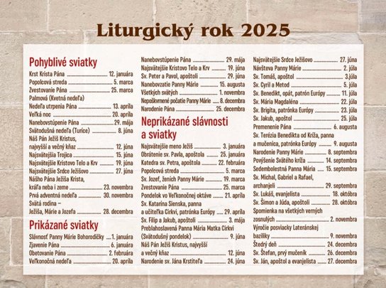 Katolícky kalendár 2025