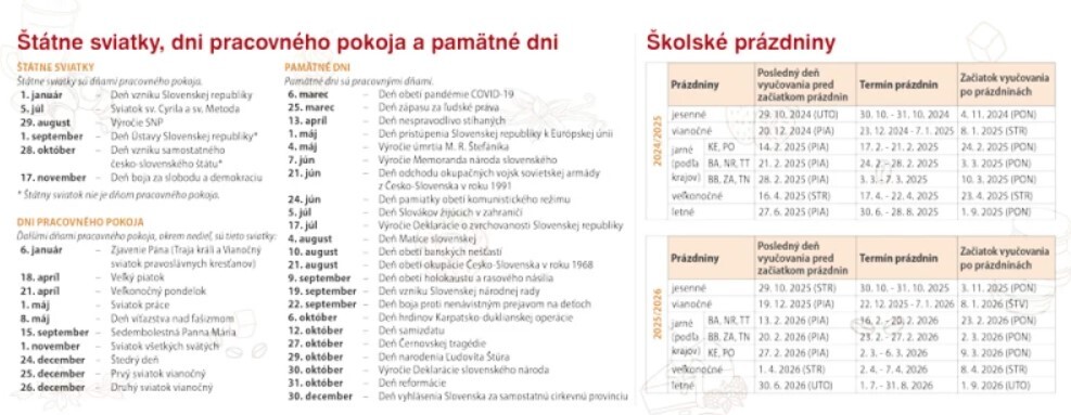 Koláčiky 2025 - stolový kalendár