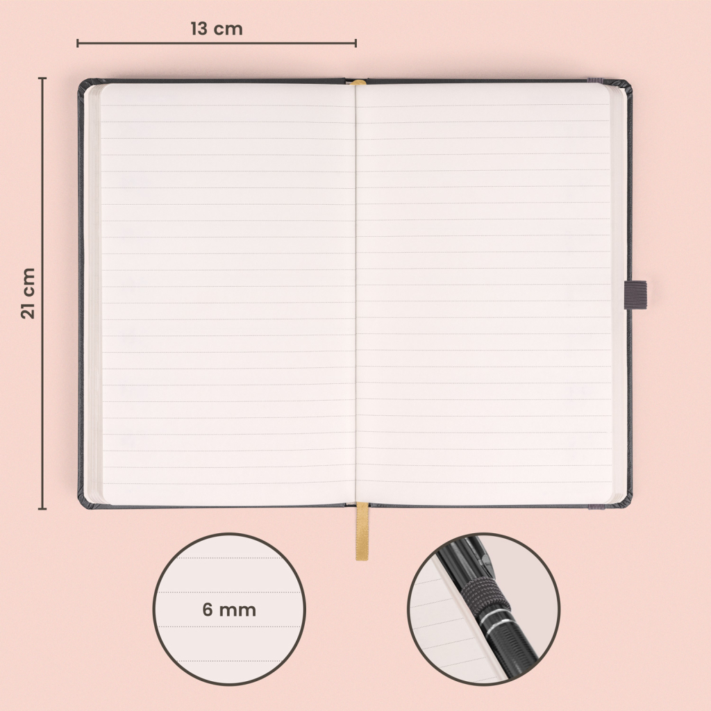 Notes šedý linkovaný 13 × 21 cm