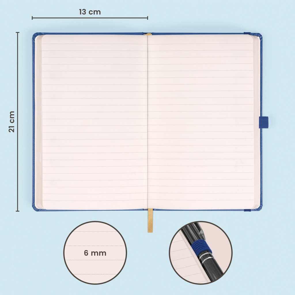 Notes tmavě modrý linkovaný 13 × 21 cm