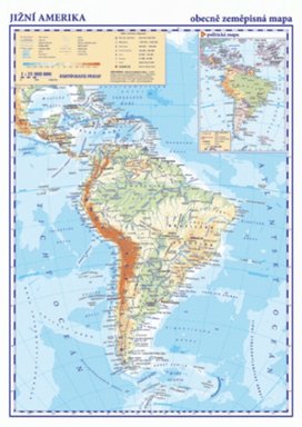 Jižní Amerika Obecně zeměpisná mapa