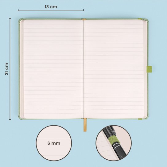 Notes zelený linkovaný 13 × 21 cm