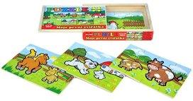 Puzzle Moje první zvířátka dřevěné 4x12 dílků v krabičce