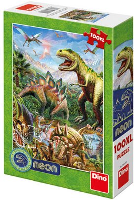 Puzzle 100XL Svět dinosaurů neon
