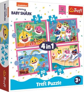 Puzzle Baby Shark: Rodina 4v1
