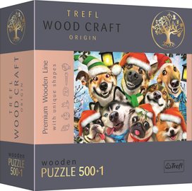 Dřevěné puzzle Vánoční psi