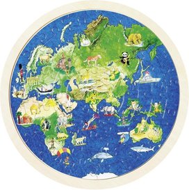 Oboustranné dřevěné puzzle Svět 57 dílků