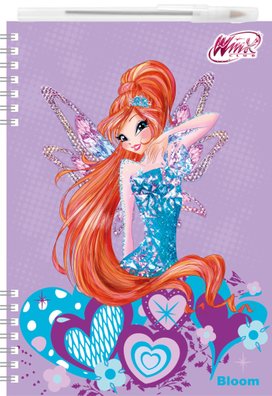 Psací sada Zápisník 3D Winx club + kuličkové pero