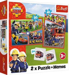 Sada 3v1 Požárník Sam (2x puzzle + pexeso)