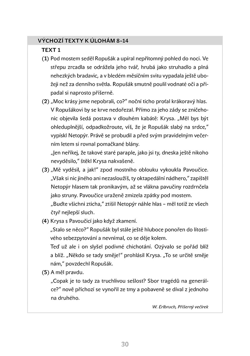 Příprava na státní přijímací zkoušky na osmiletá gymnázia - Český jazyk