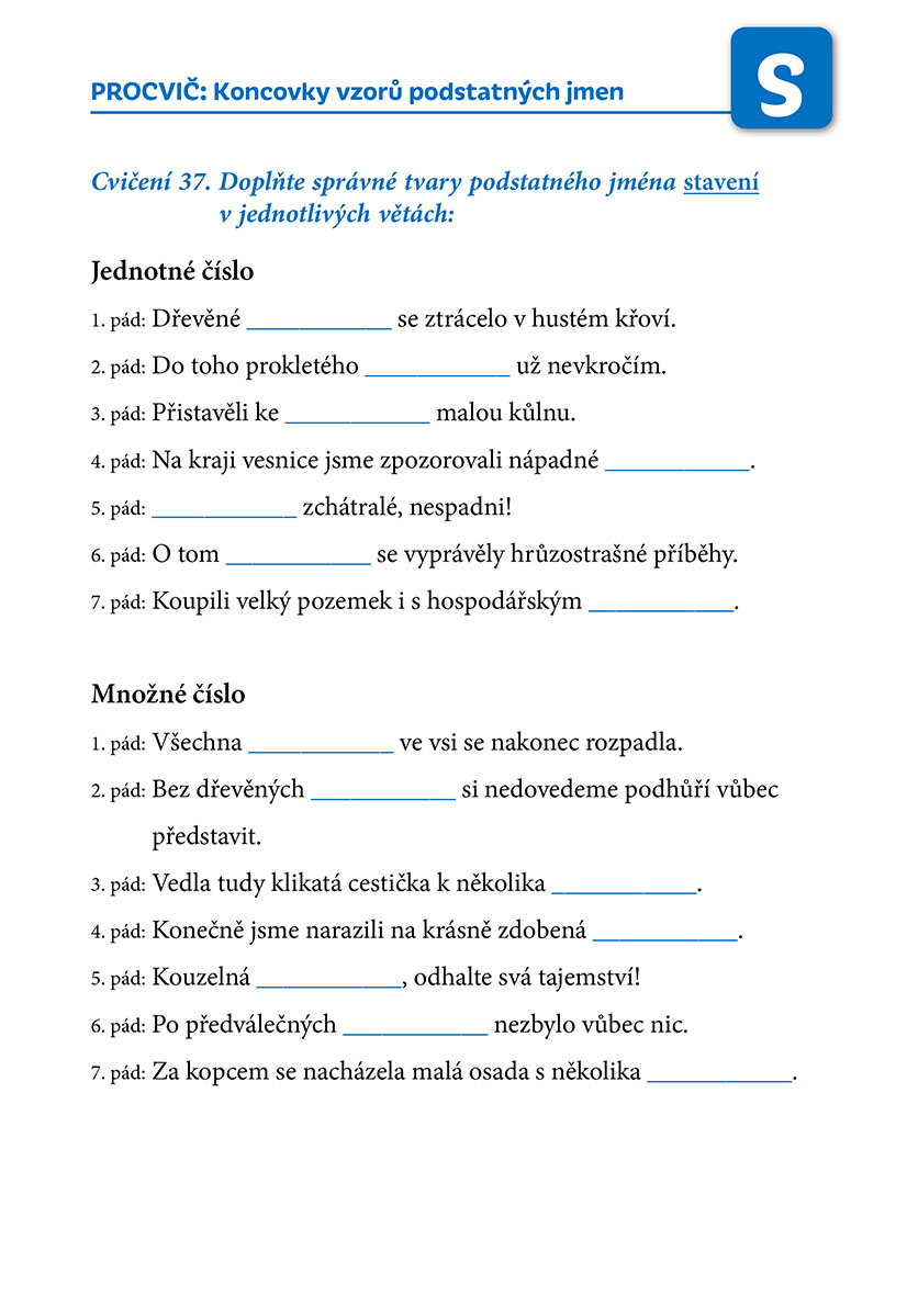 Poznej a procvič: Koncovky podstatných jmen