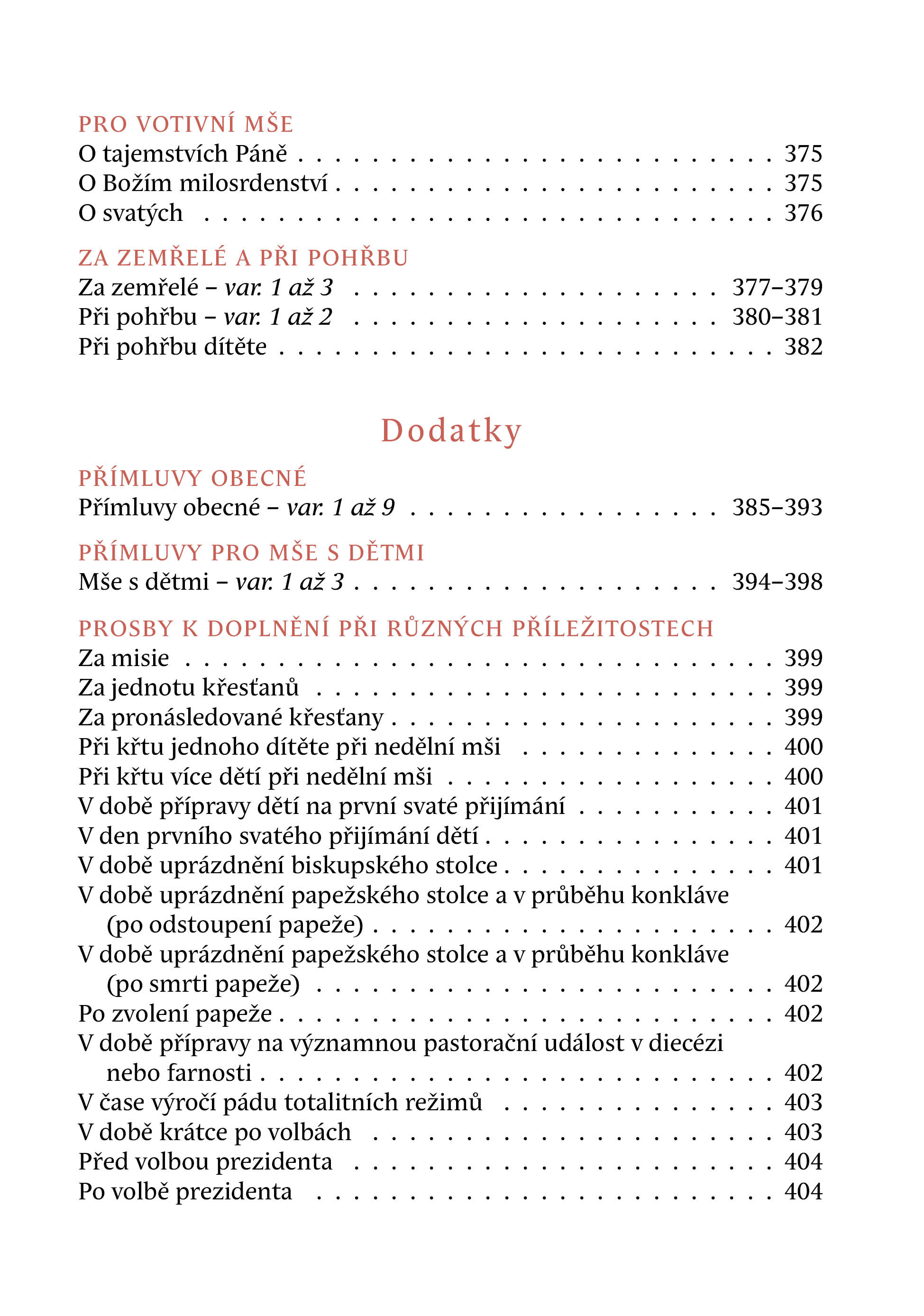 Přímluvy - liturgické texty