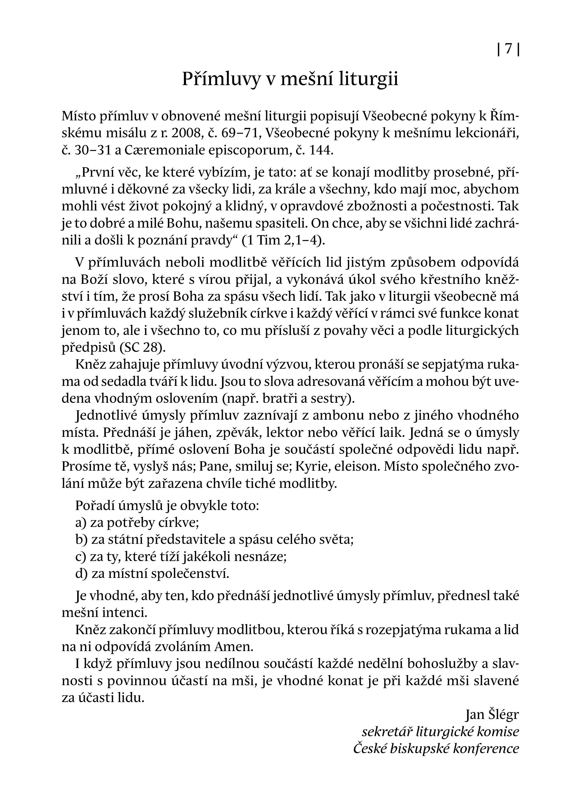 Přímluvy - liturgické texty