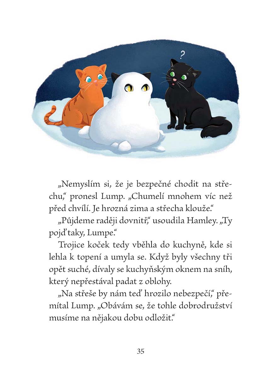 Kočička Hamley a první sníh